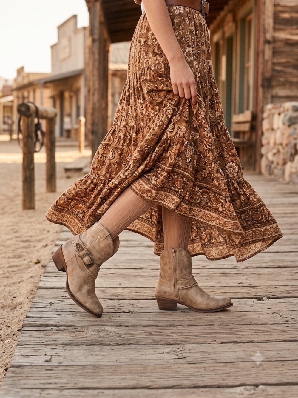 Roper Beige Suede Western Boho SideZip Distressed Ankle Booties SZ 8.5